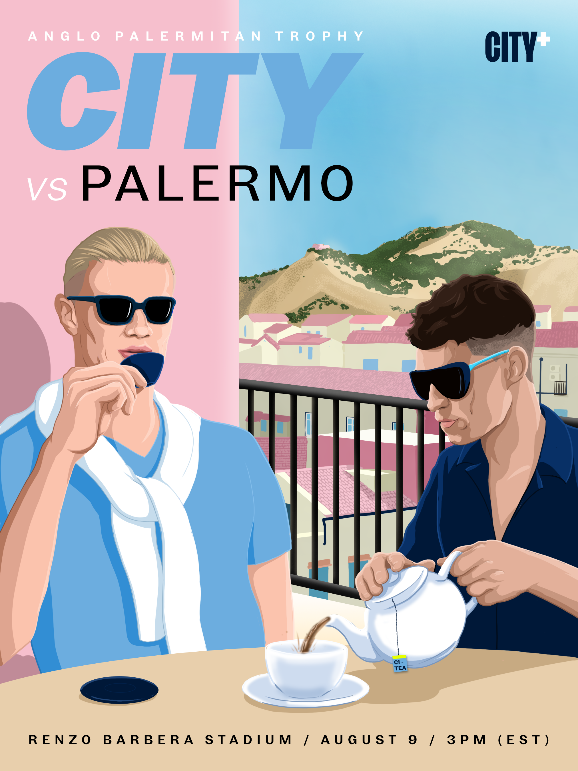 Preseason match day illustration for Manchester City FC socials