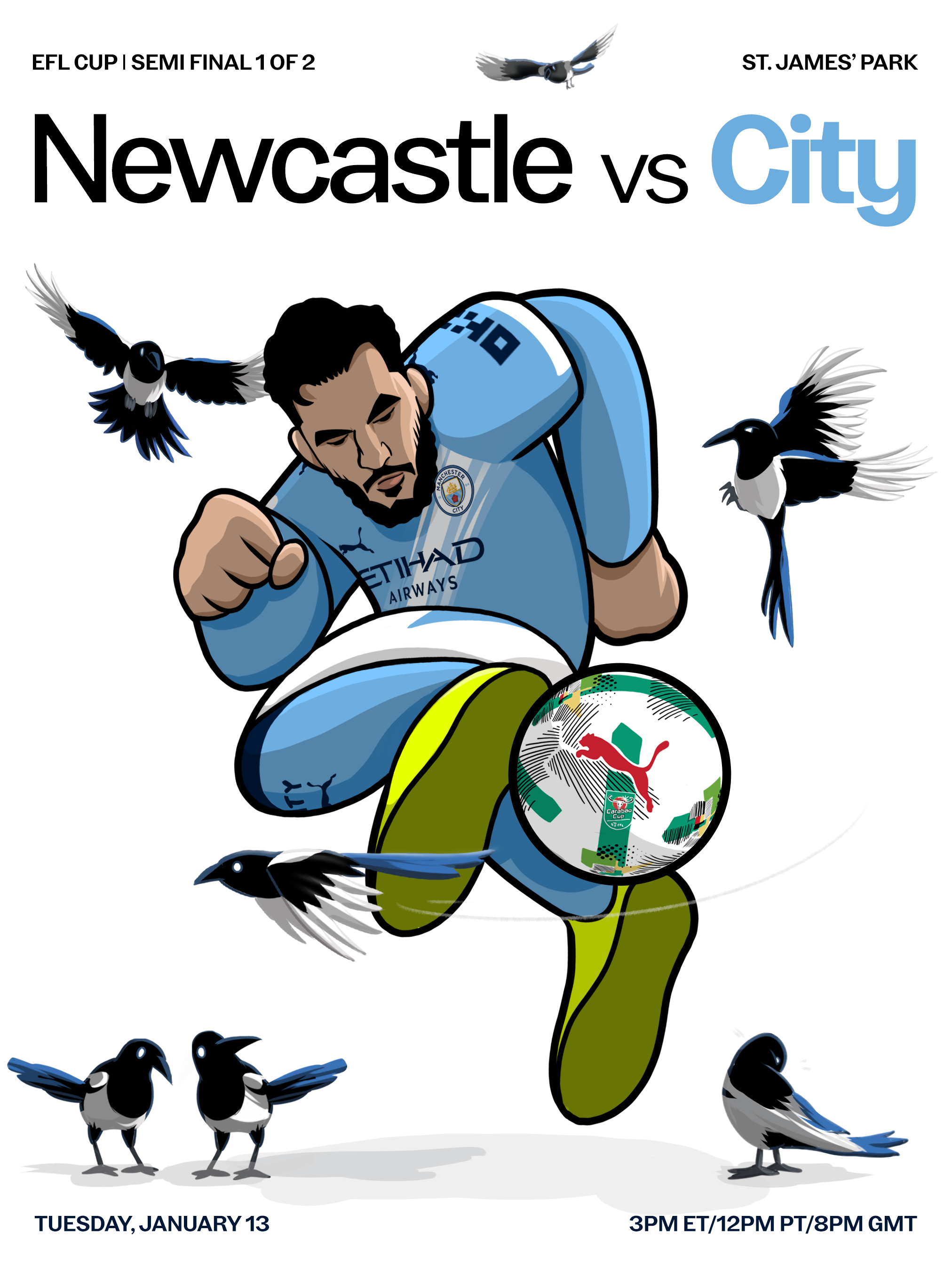 Matchday illustration for Manchester City FC socials