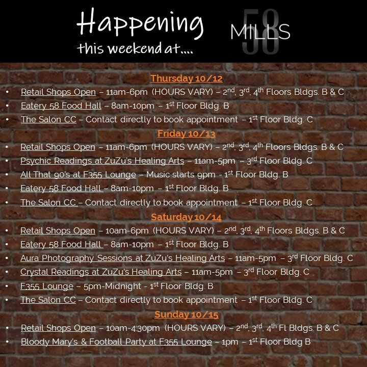 Coming from, going to, or wanting to avoid Salem traffic? Stop by #mills58! 

Check out this weekend's lineup! 📆

#mills58 #peabody #peabodyma #salemma #localevents #livemusic #thingstodoinpeabody #northshorema #October2023 #localshopping