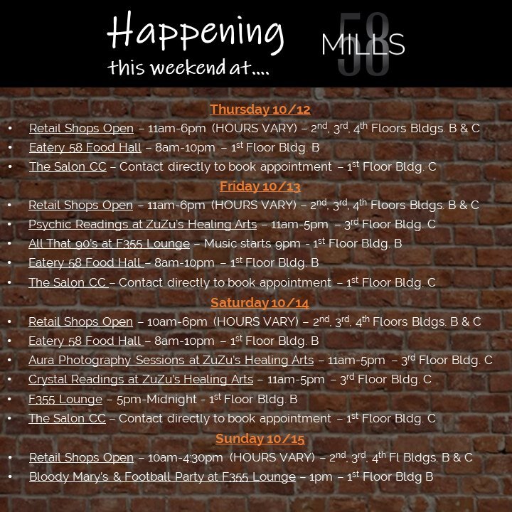 Coming from, going to, or wanting to avoid Salem traffic? Stop by #mills58! 

Check out this weekend's lineup! 📆

#mills58 #peabody #peabodyma #salemma #localevents #livemusic #thingstodoinpeabody #northshorema #October2023 #localshopping