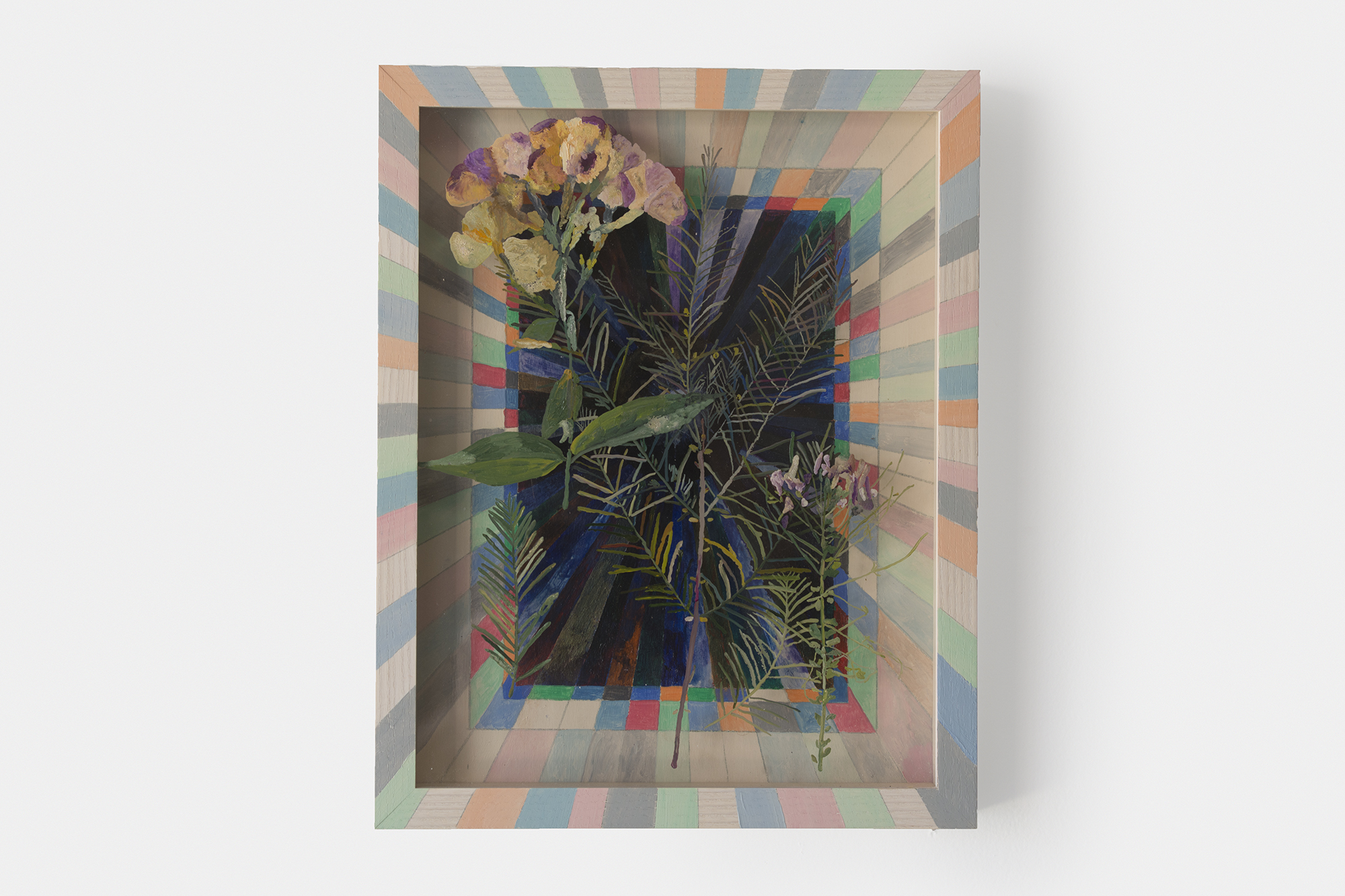 Botanical 3 , 2016, 8.5” x 11”, Oil, acrylic, pencil on wood, glass and paper