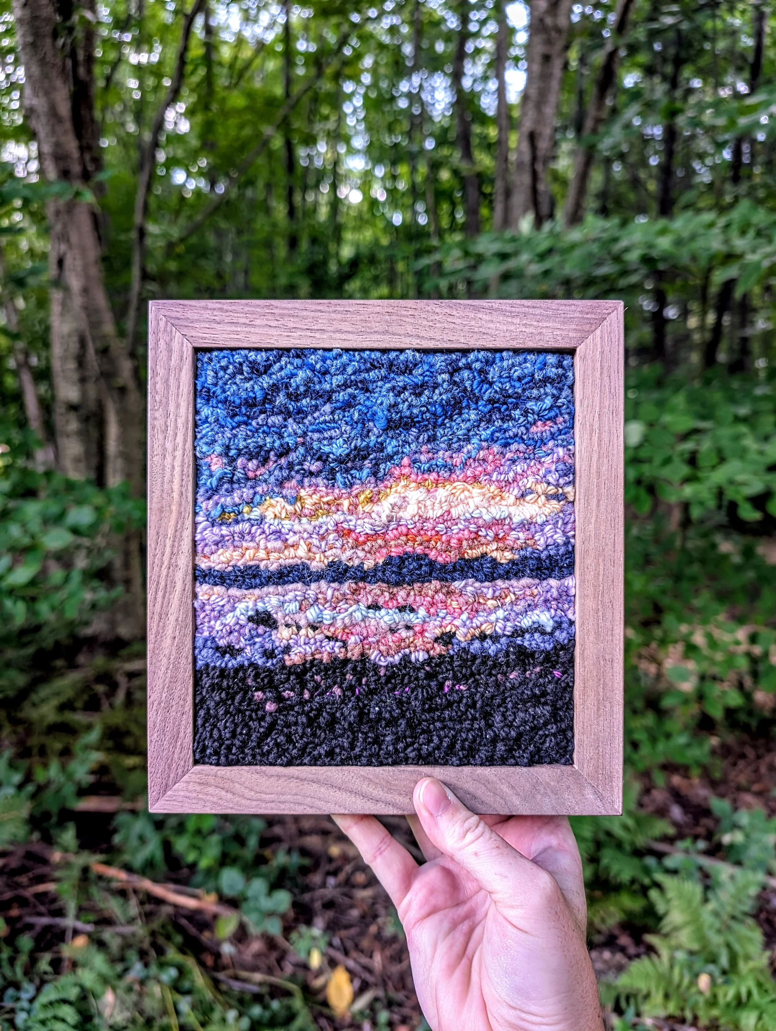 Sunset 02 Framed Original Rug Hooking