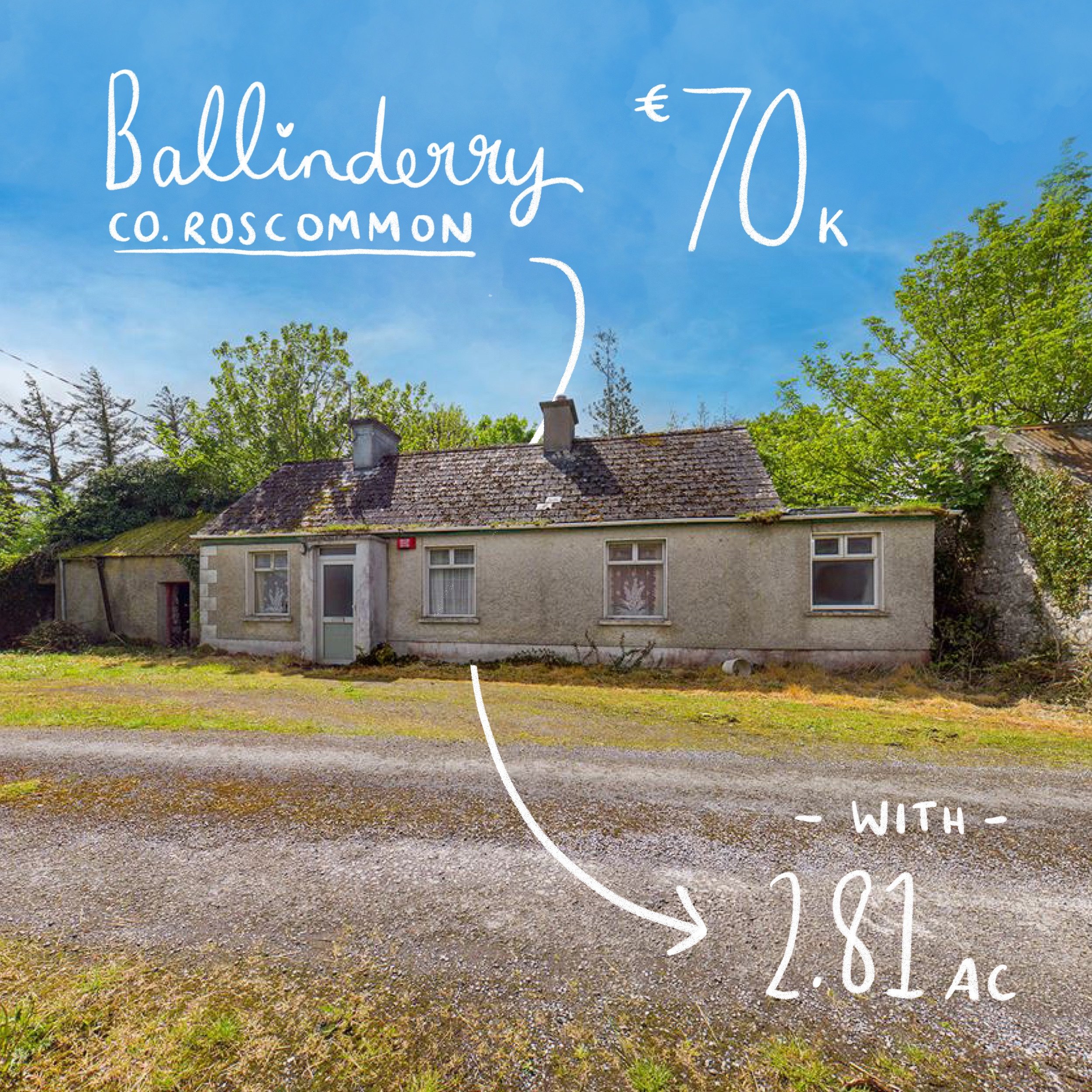 Ballinderry, Four Mile House, Co. Roscommon. €70k