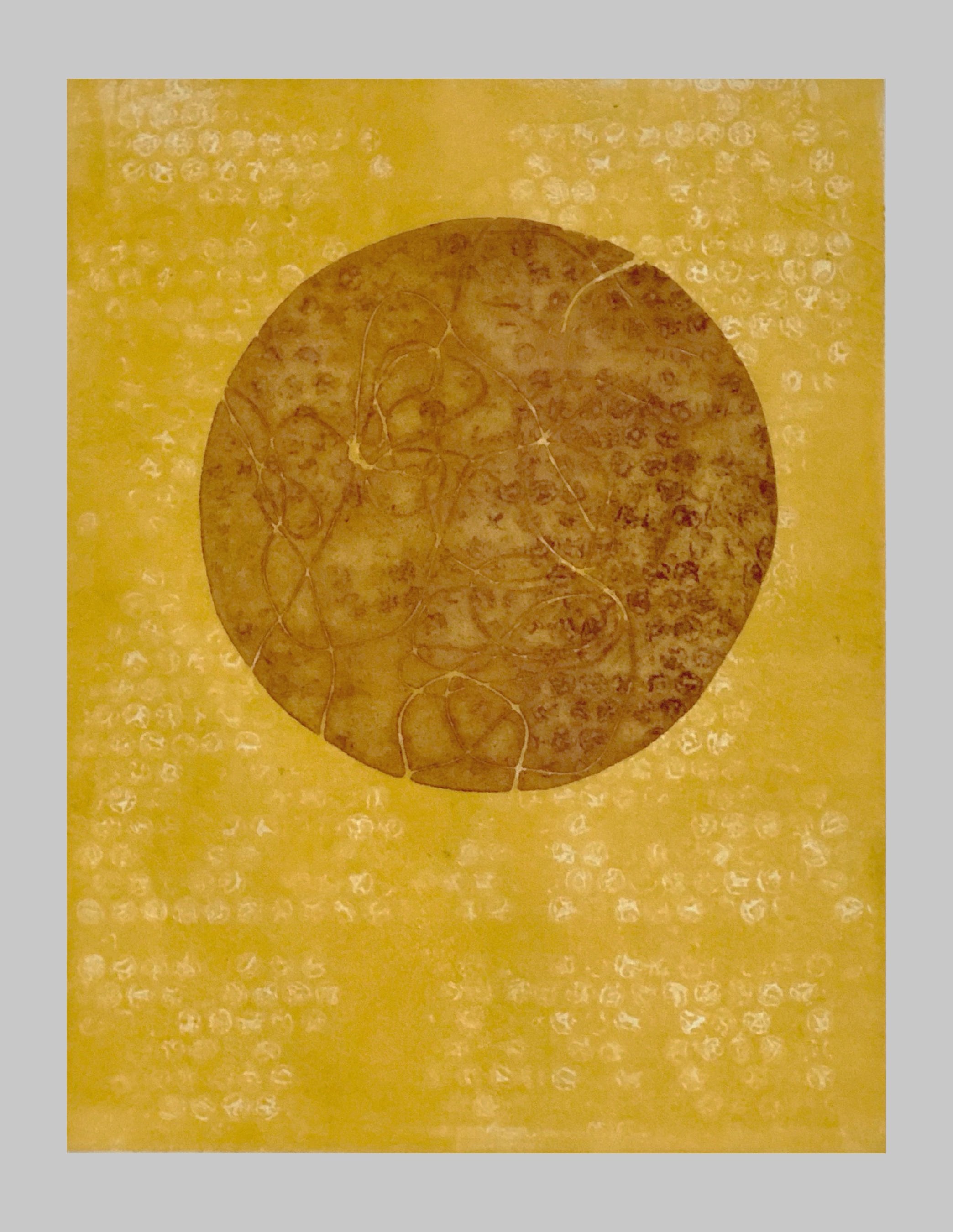 Helios I, Monoprint, image 12" x 16", framed 16" x 20"