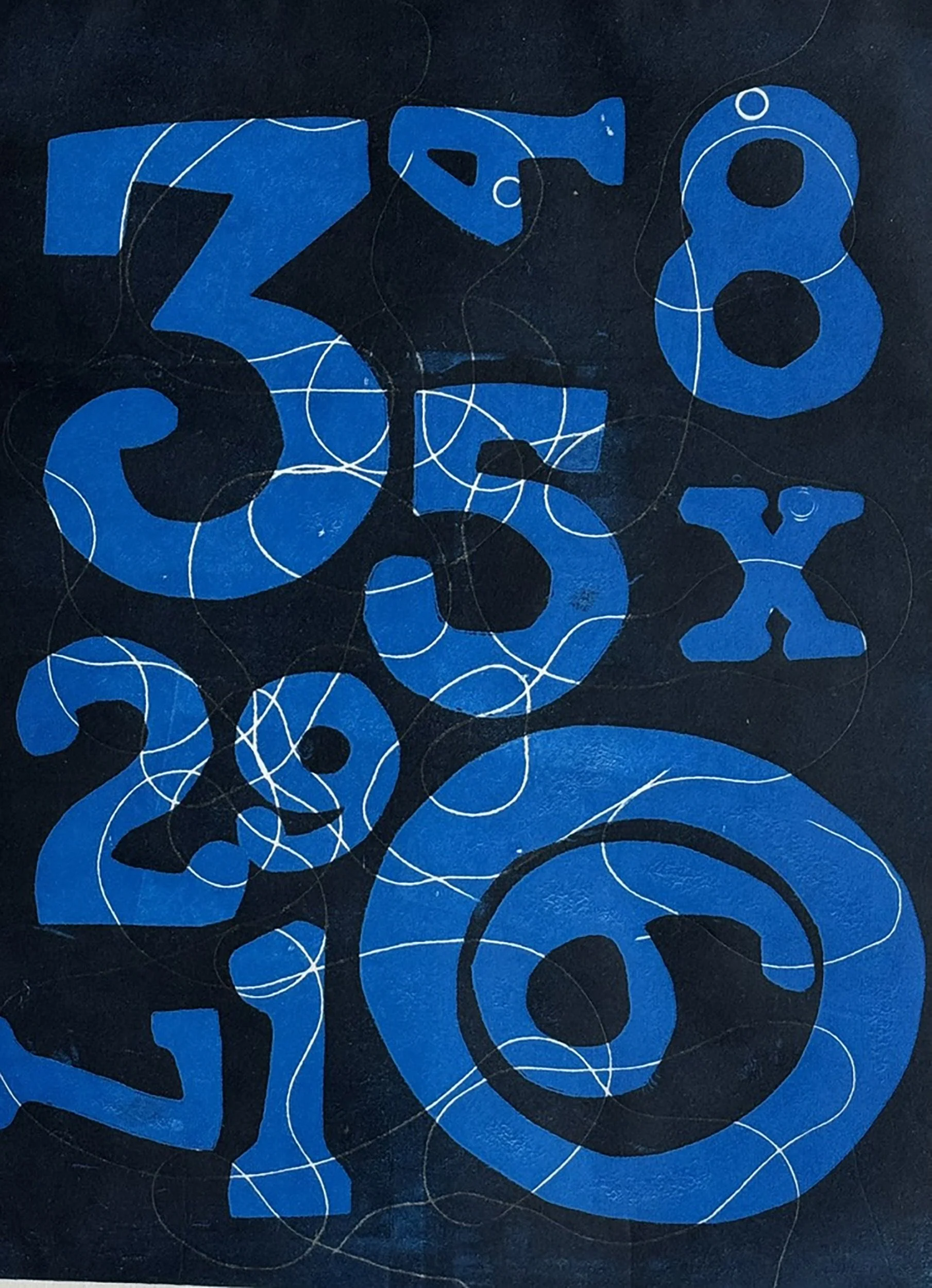 Numb3r3d, Monoprint, 16" x 20" (2025)