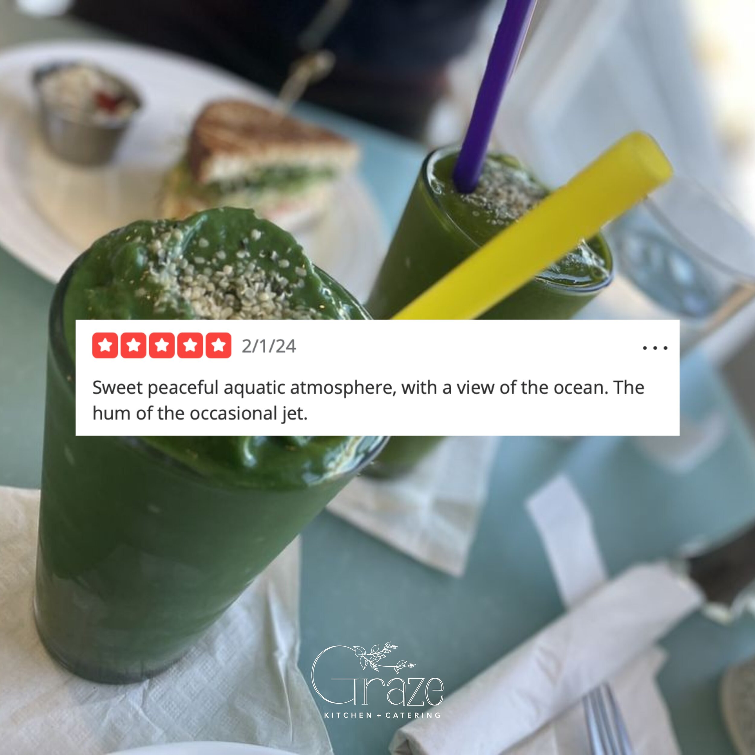 We couldn&rsquo;t have said it better.✈️🫶🏽Thank you for the #yelpreview Sam! 

Remember, today is the last day we&rsquo;re open this week! Come by between 11-3 for a meal or to enjoy the view.

#dontforgettosaygraze #grazekitchenvb #757eats #757foo