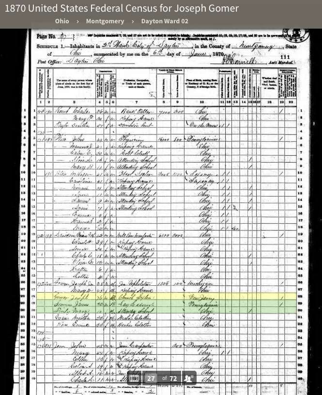 Joseph and Mary Finley are listed on this document 