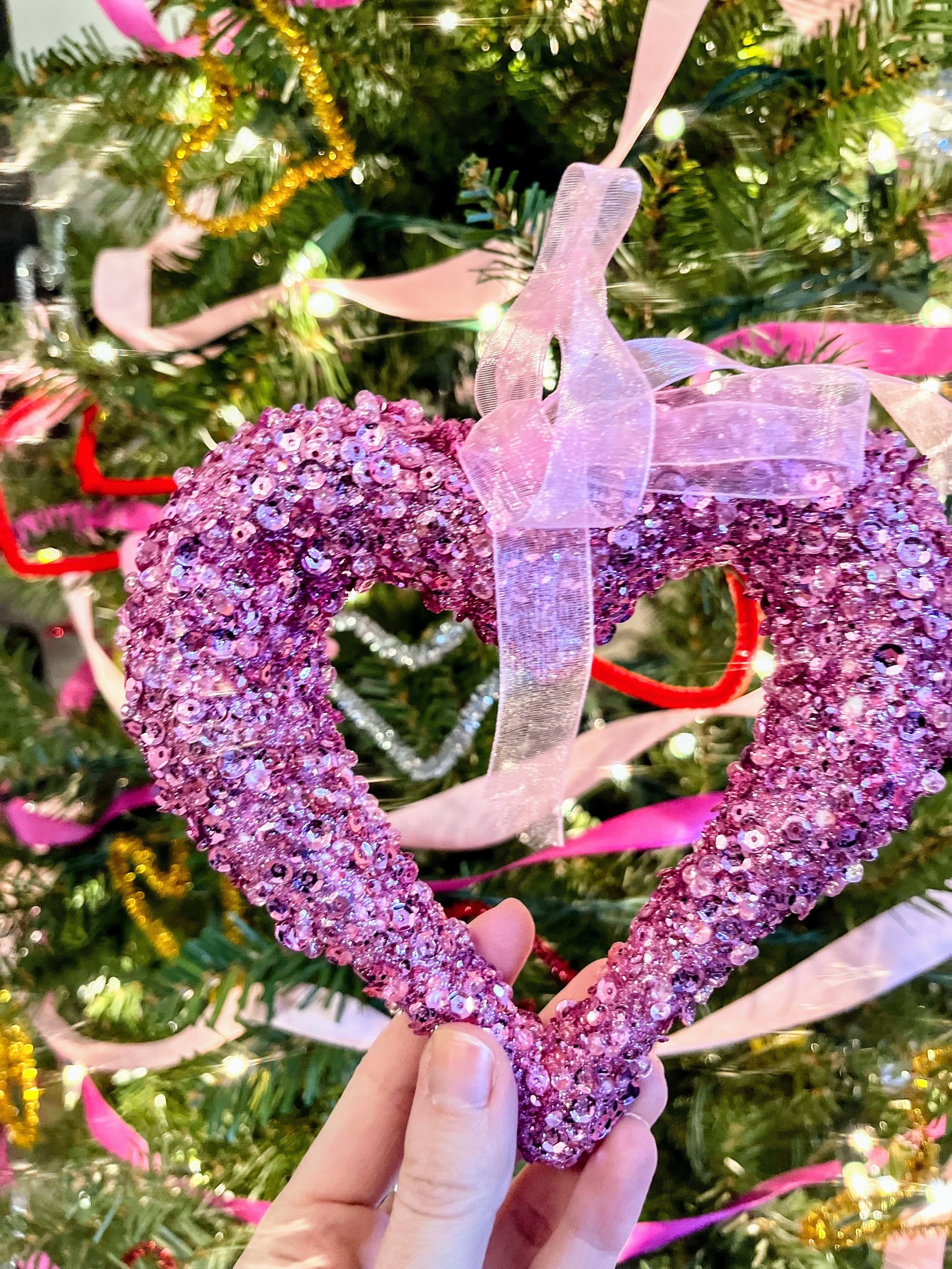 Pink Heart and Christmas Tree
