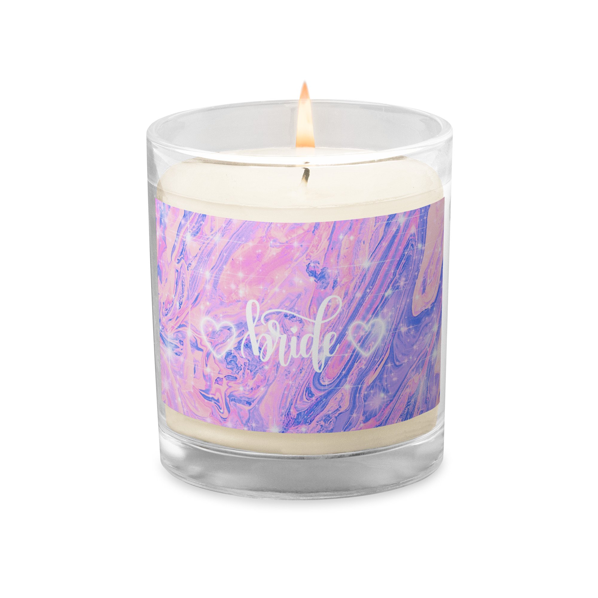 Bride Glass Jar Soy Wax Candle with Pink and Lilac