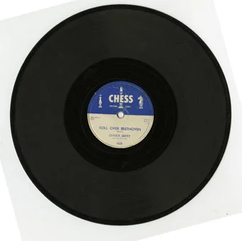 Chuck Berry “Roll over Beethoven / Drifting Heart”; First release of the 78 rpm recording issued by the Chess Record Corp., 1956