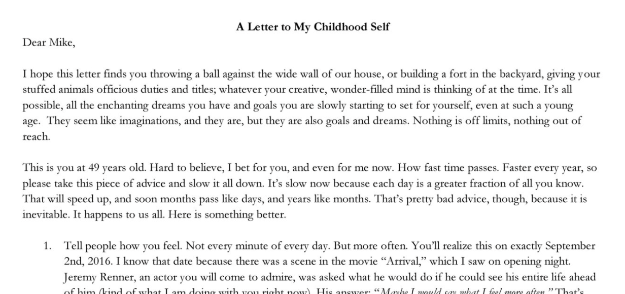 A LETTER TO MY CHILDHOOD SELF