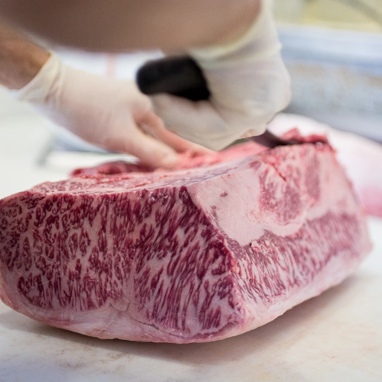 Cowboy Star chef cutting into Hokkaido Wagyu