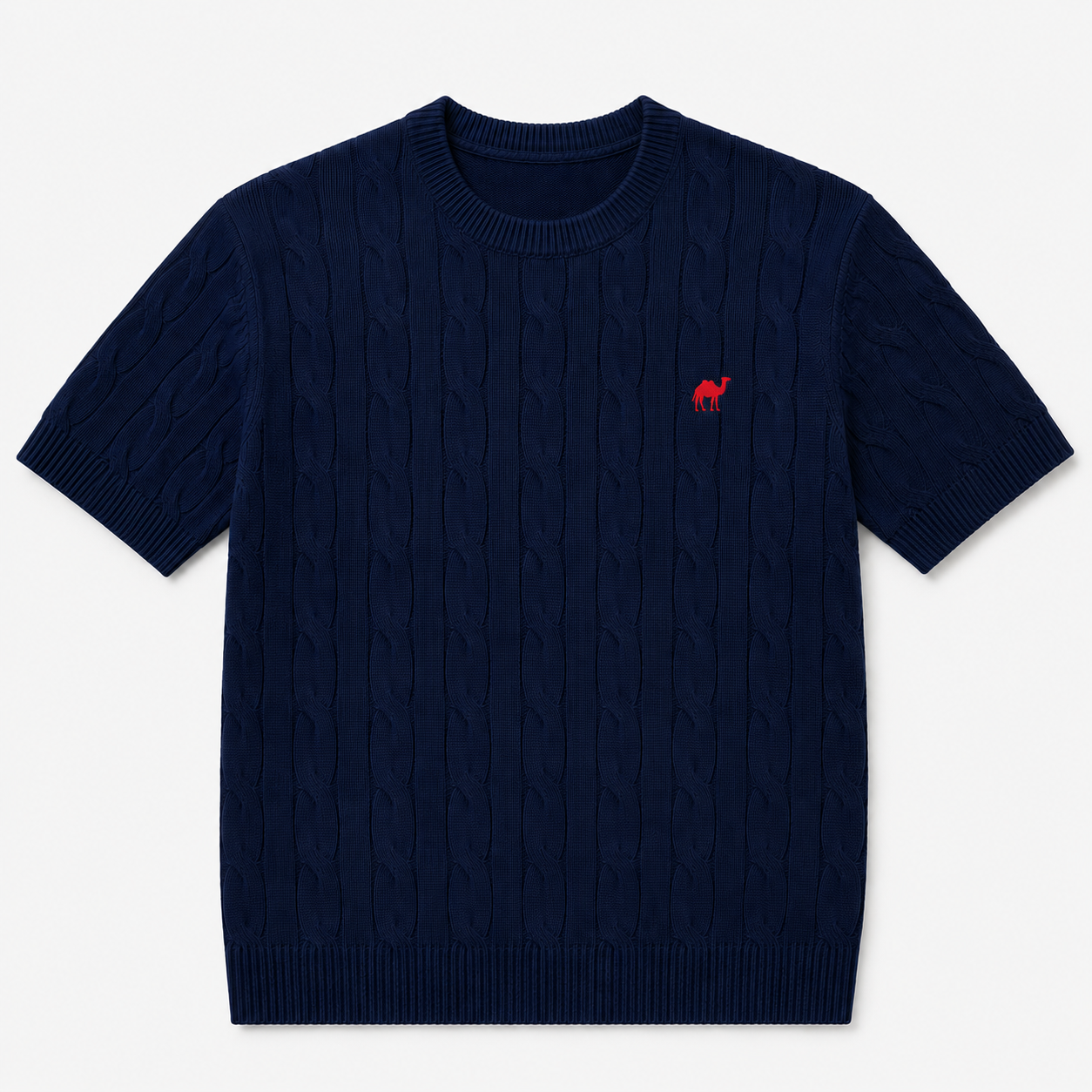 Classic Cable-Knit Navy T-Shirt
