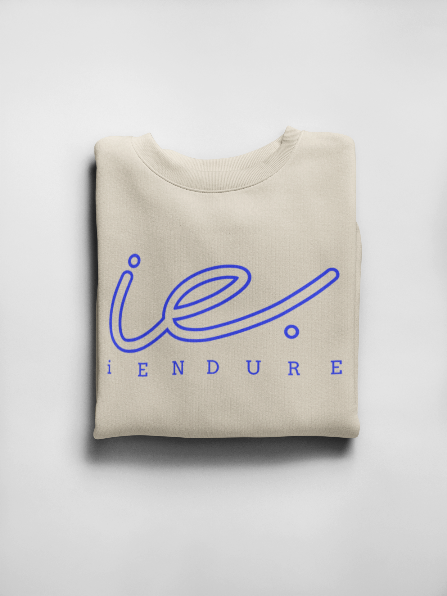 Cream sweatshirt with blue logo