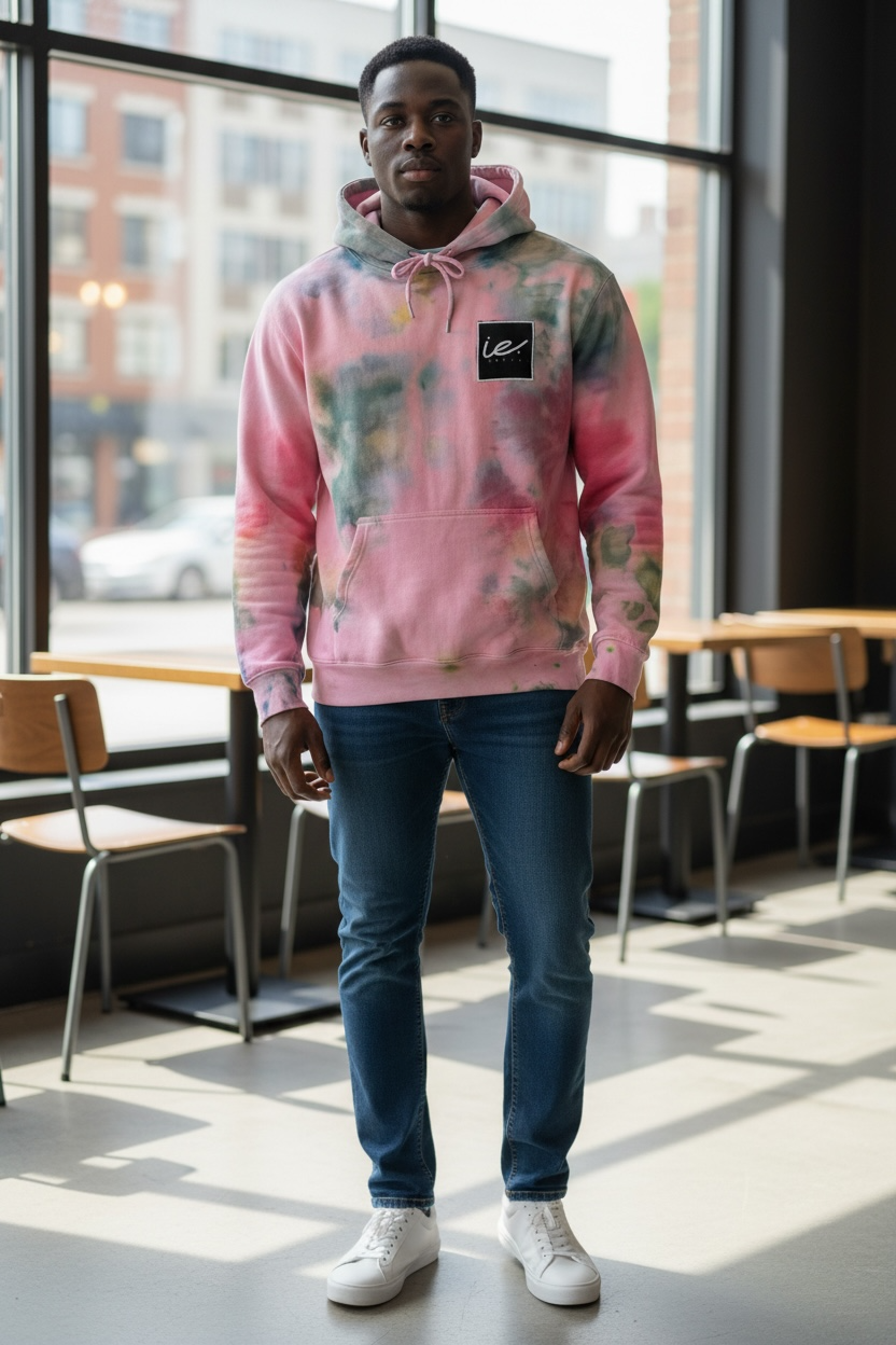 Vibrant Tie-Dye Hoodie Black Patch