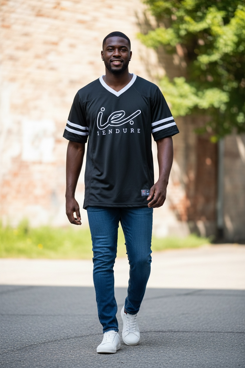 Men's Stylish Black V-Neck Jersey