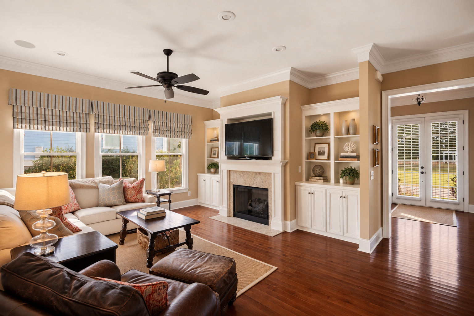 Warm Traditional Living Room with Fireplace.png