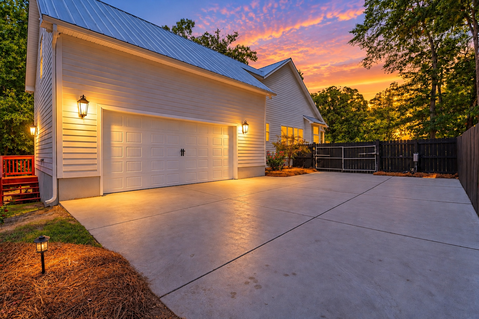 Twilight Suburban Garage and Sunset Driveway.png
