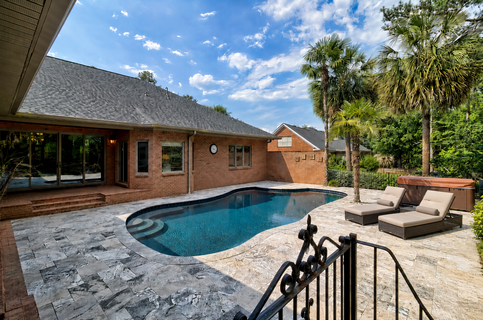 Private pool and outdoor living at a Spence Plantation home on Lake Murray near Lexington SC