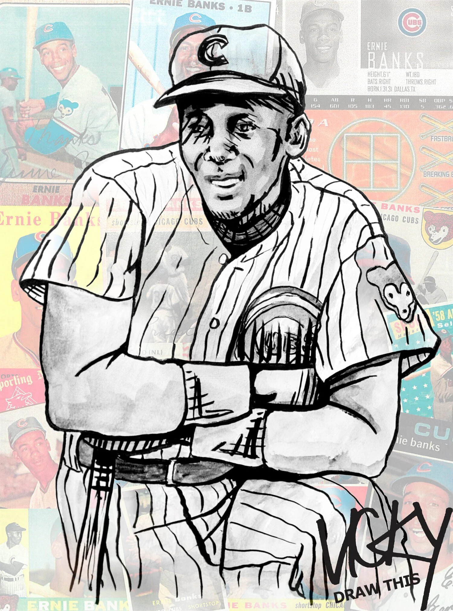 Ernie Banks On Baseball Cards