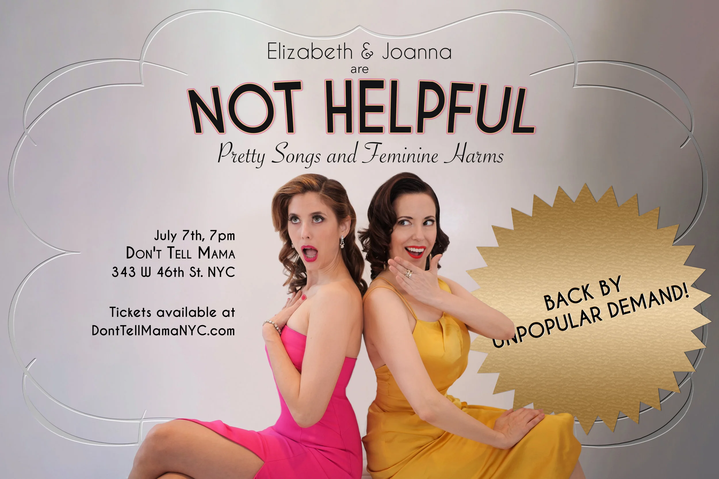 Elizabeth and Joanna are NOT HELPFUL: Pretty Songs and Feminine Harms -- UPDATE: JULY 7, 7pm
