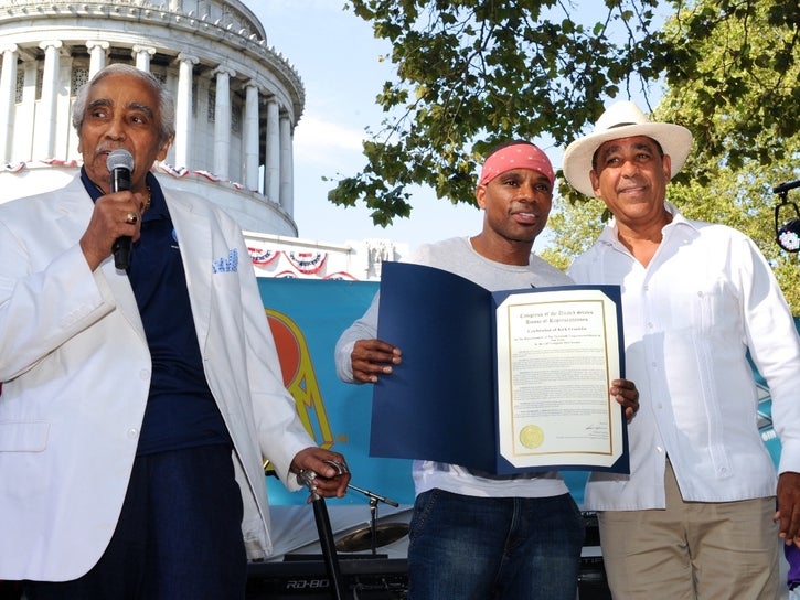 Congressman Charles Rangel (left), Kirk Franklin (center), and U.S. Congressman Adriano Espaillat (right). (Nadezda Tavodova Tezgor)
