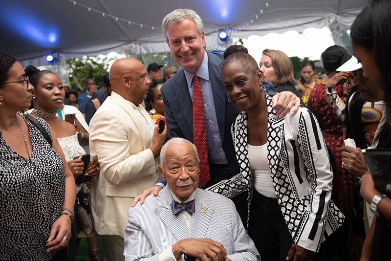 Mayor Bill de Blasio and First Lady Chirlane McCray with Former Mayor David Dinkins.