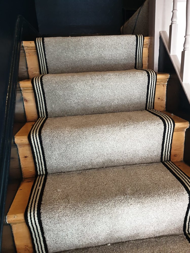 Carpet Edging UK - Bright pink and orange carpet binding tape.  @honorajohnrunners #carpetedging #carpetbinding #carpetwhipping  #stairrunner #stairrunners #stairs #sewing #flooring