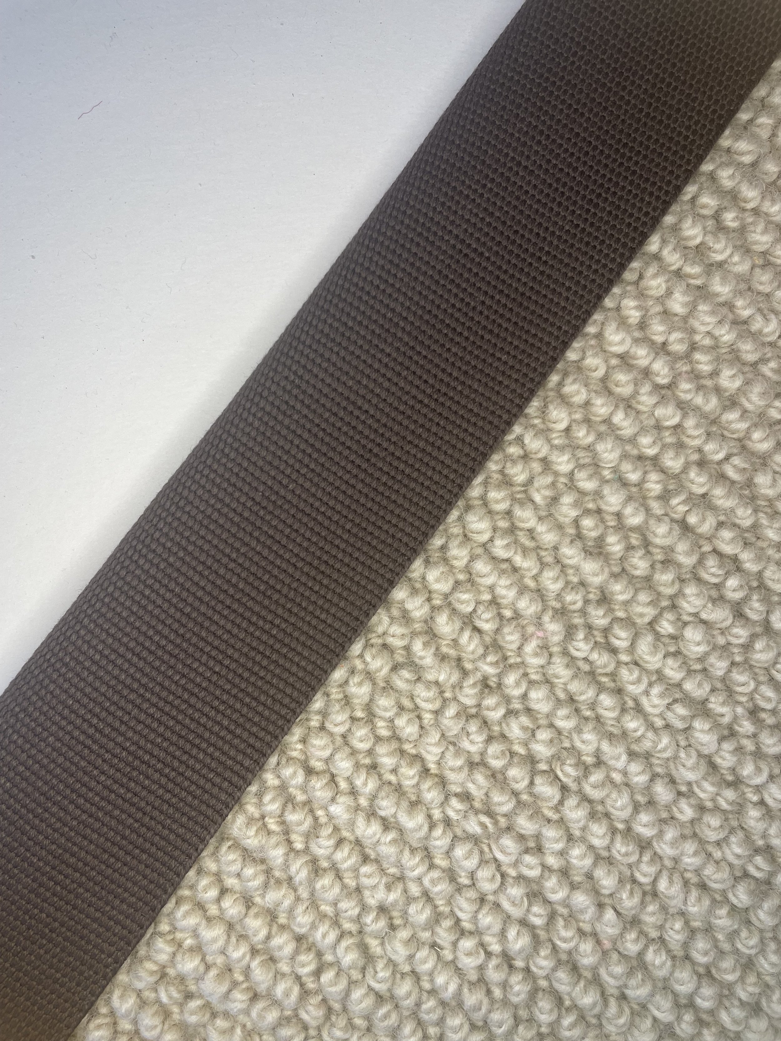 Brown carpet edging tape for stair runners and rugs. Carpet edge tape. Carpet whipping.