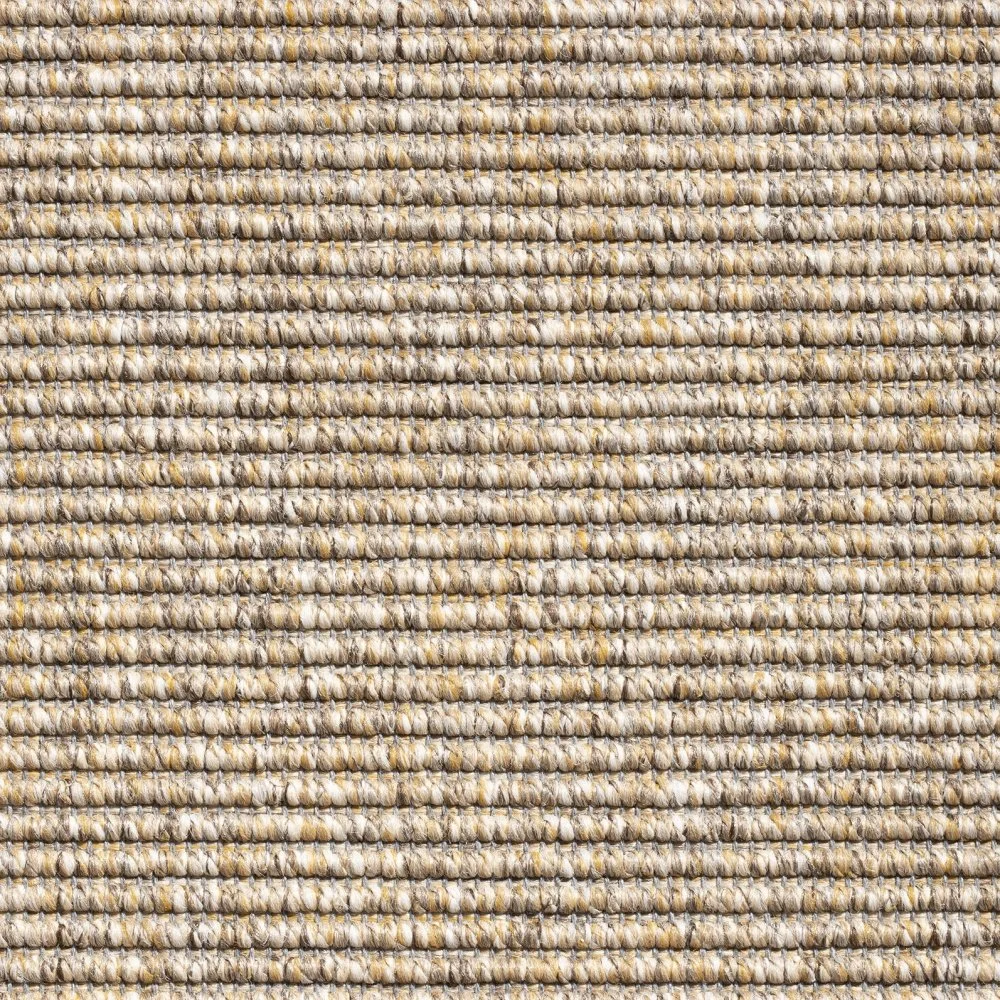 Faux sisal stair runner with cotton herringbone carpet binding tape.