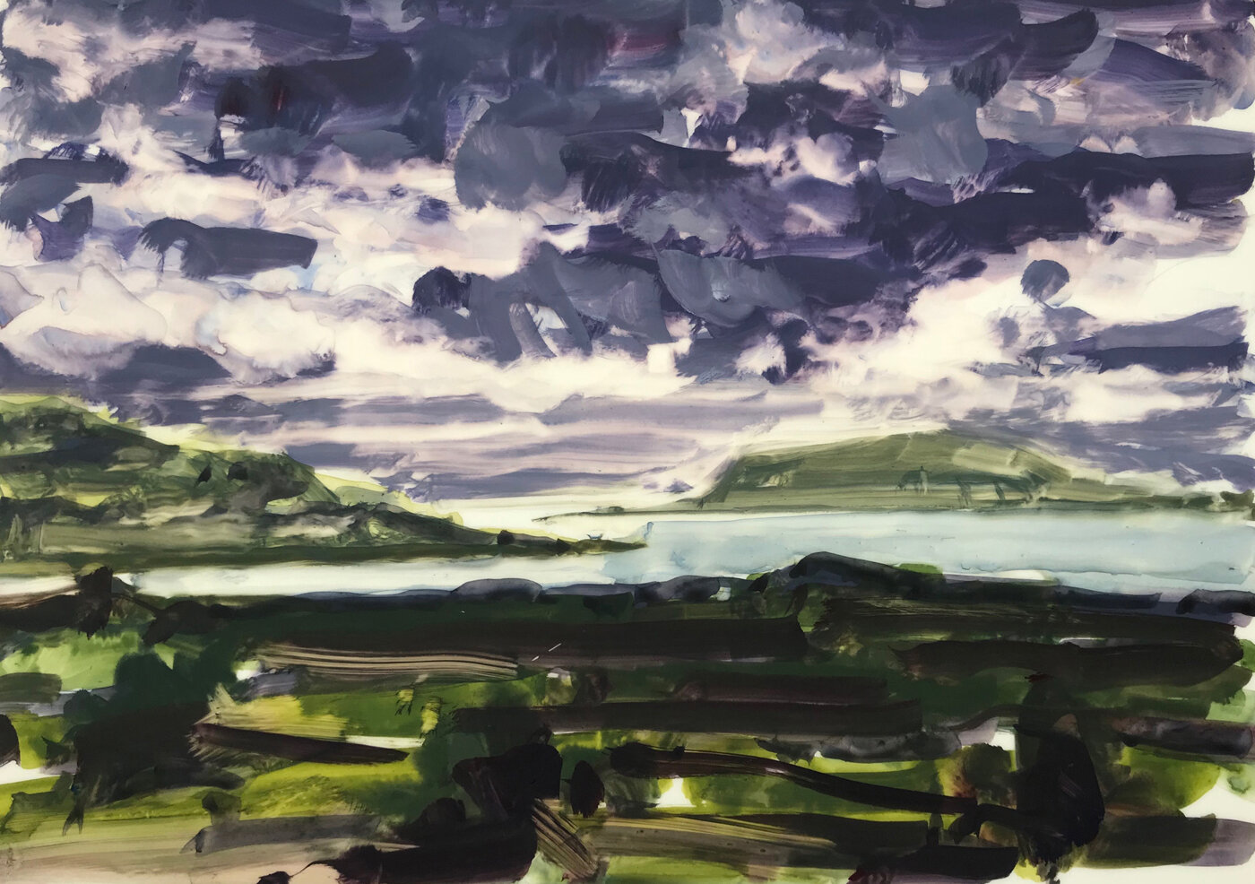 Hvalfjordour 2, gouache on yupo, 2018