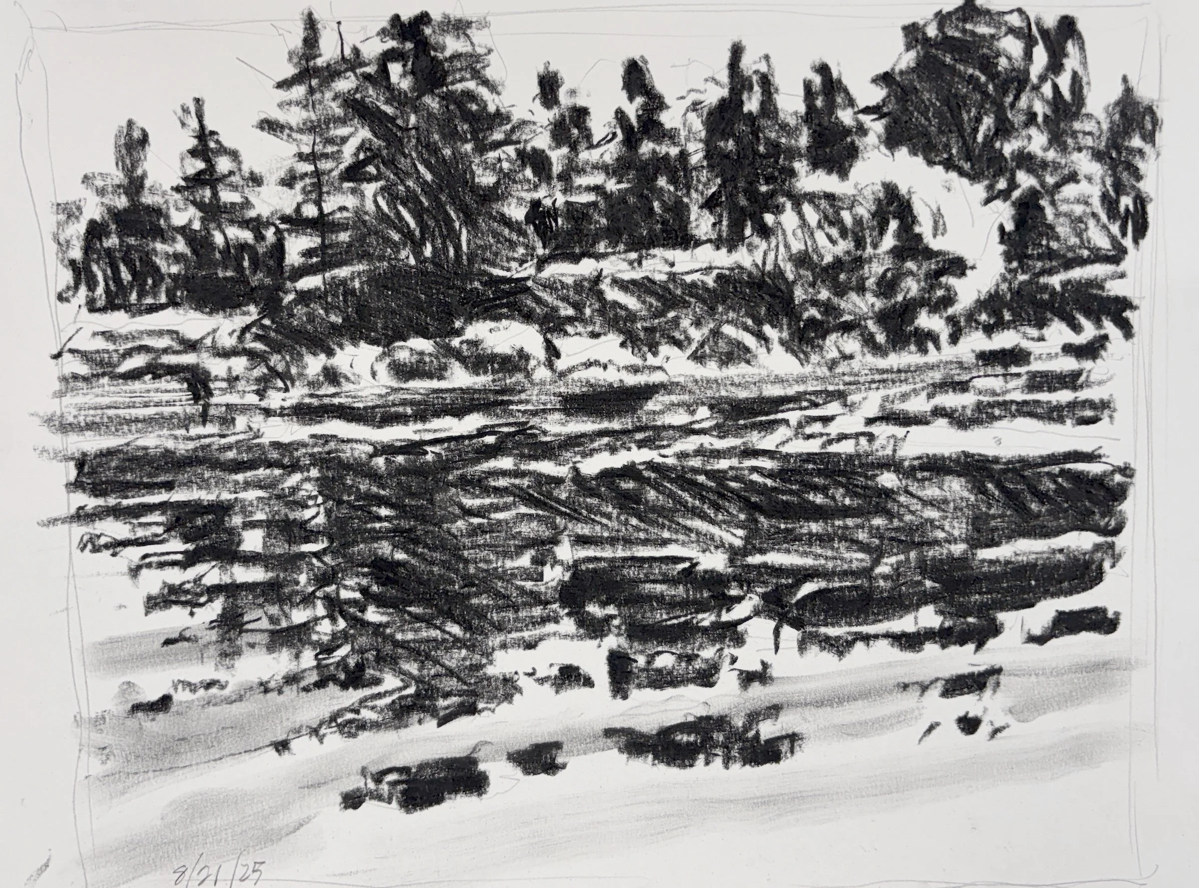 "Quiet Cove Wohoa Bay", 11"x14", charcoal