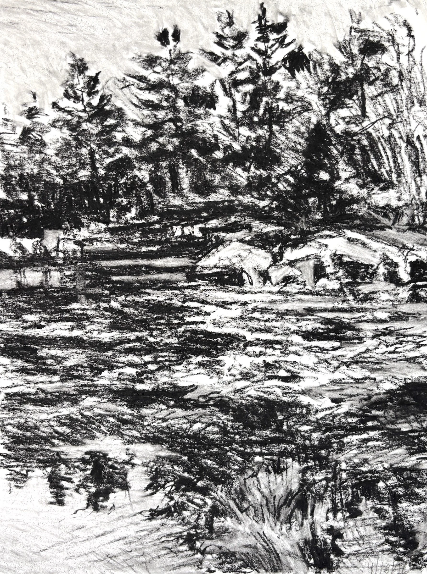 "Bickford Point Cove", 12"x9", charcoal