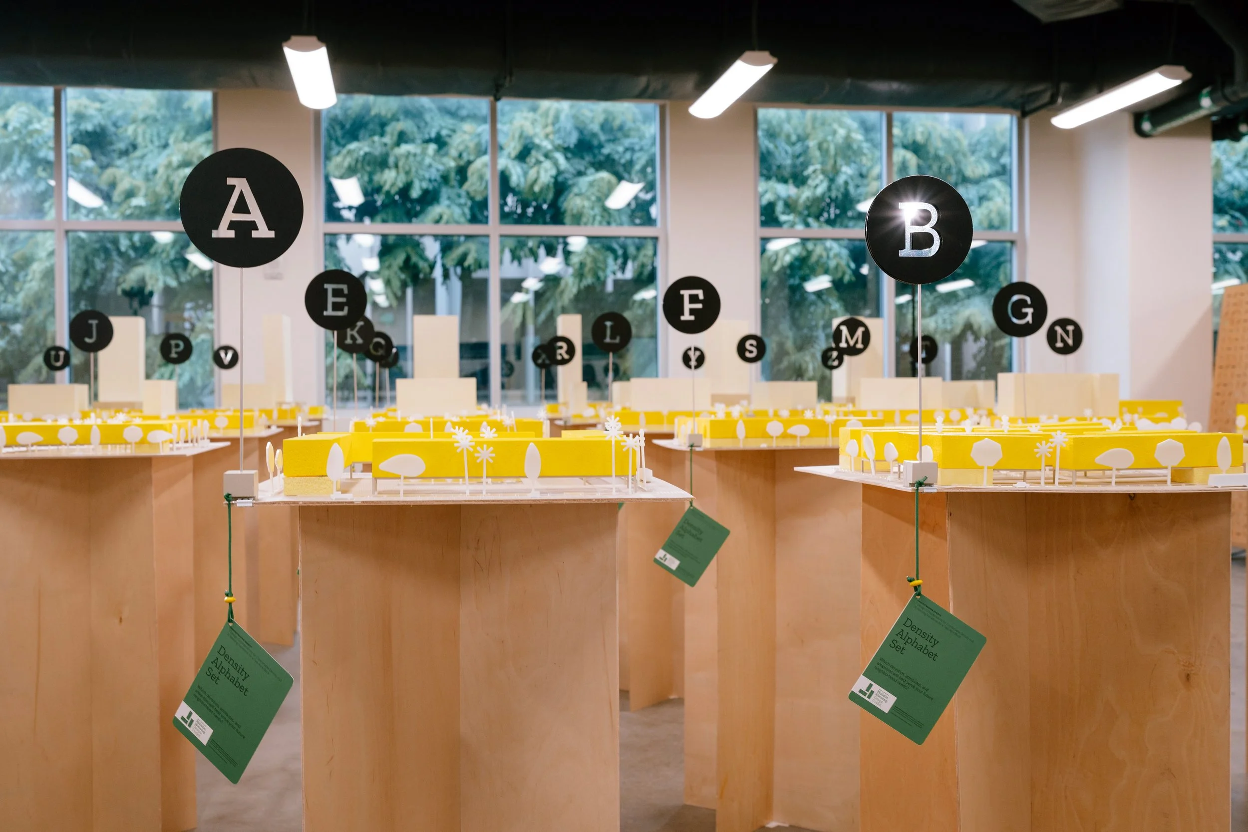 Density Alphabet exhibition presenting a range of housing and density possibilities