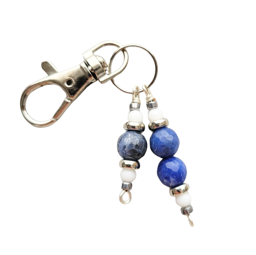 Sodalite & White Jade Crystal Bag Clip