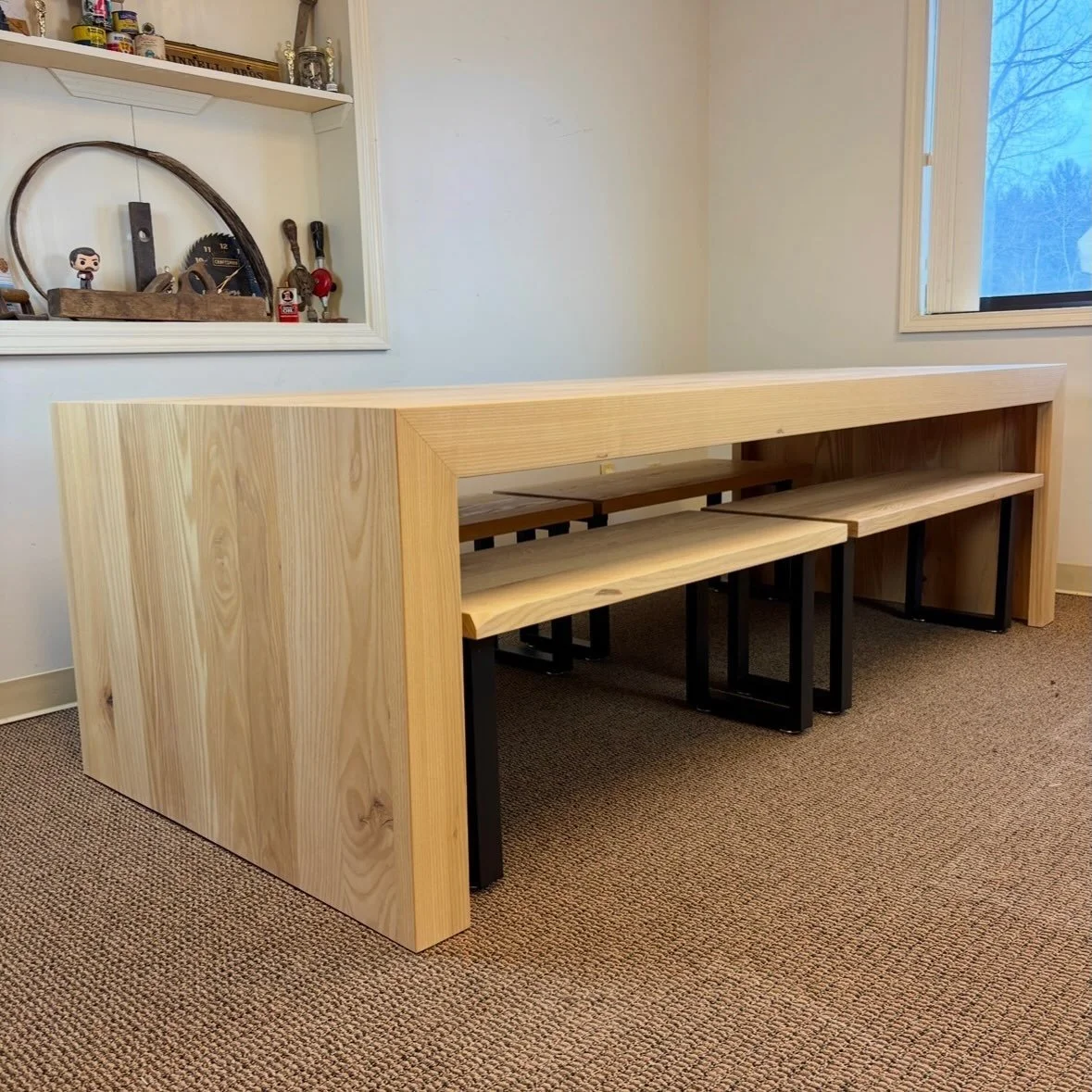 TABLE HIGHLIGHT | Or a #tbt if you will. And we will start with the ash waterfall table and benches Brian made for Two Brothers Dog Cafe &amp; Taproom. This was one of two, but we didn&rsquo;t have the space to capture both at the same time. 

This w
