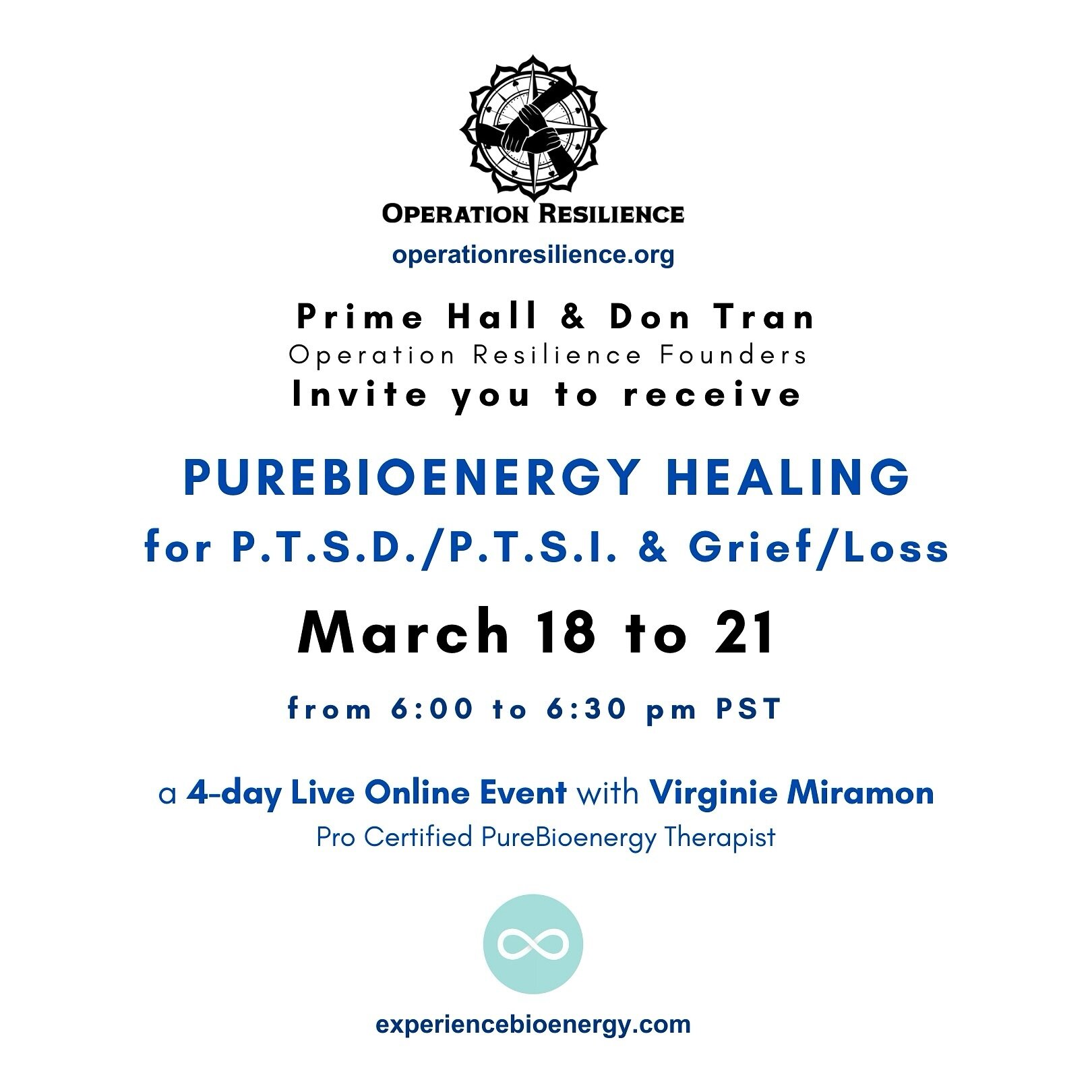 Next week&rsquo;s LIVE online event is opened to all in need of healing. This specific PureBioenergy therapy helps in easing symptoms of PTSD/PTSI, releasing stress &amp; anxiety, calming the mind, opening the heart, bringing balance, processing emot
