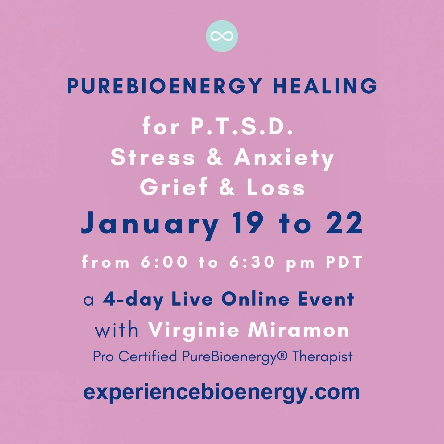 Join me next week for a soothing and nurturing PureBioenergy therapy. Receive pure energy to help regulate and harmonize the nervous system, calm the mind, release deep stress and anxiety while restoring balance and peace within your heart.

This is 