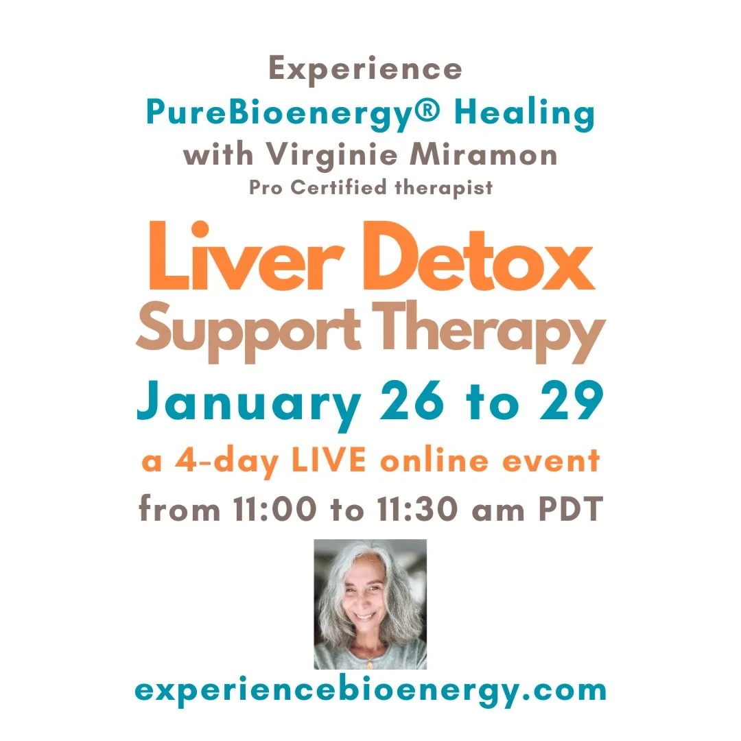 Self-care for the liver! Receive pure energetic support with a complete PureBioenergy therapy. The Live online group healing helps reduce inflammation, promote detoxification and release stuck negative emotions while balancing the digestive system.

