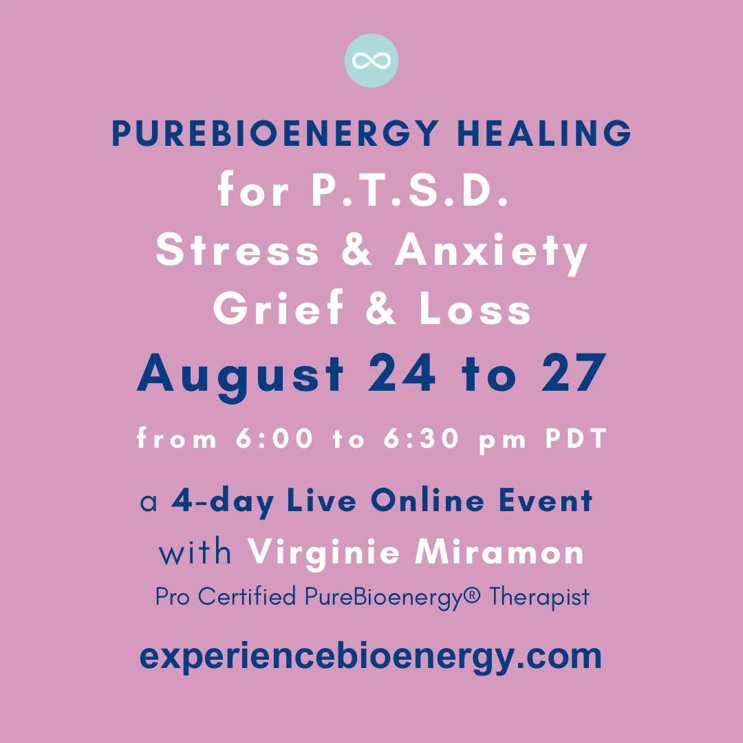 Experience peace within, reset and balance your nervous system with PureBioenergy healing. It helps bring coherence between the heart and the mind, effortlessly. Join the group online on Monday August 24 for 4 blissful sessions with Virginie Miramon,