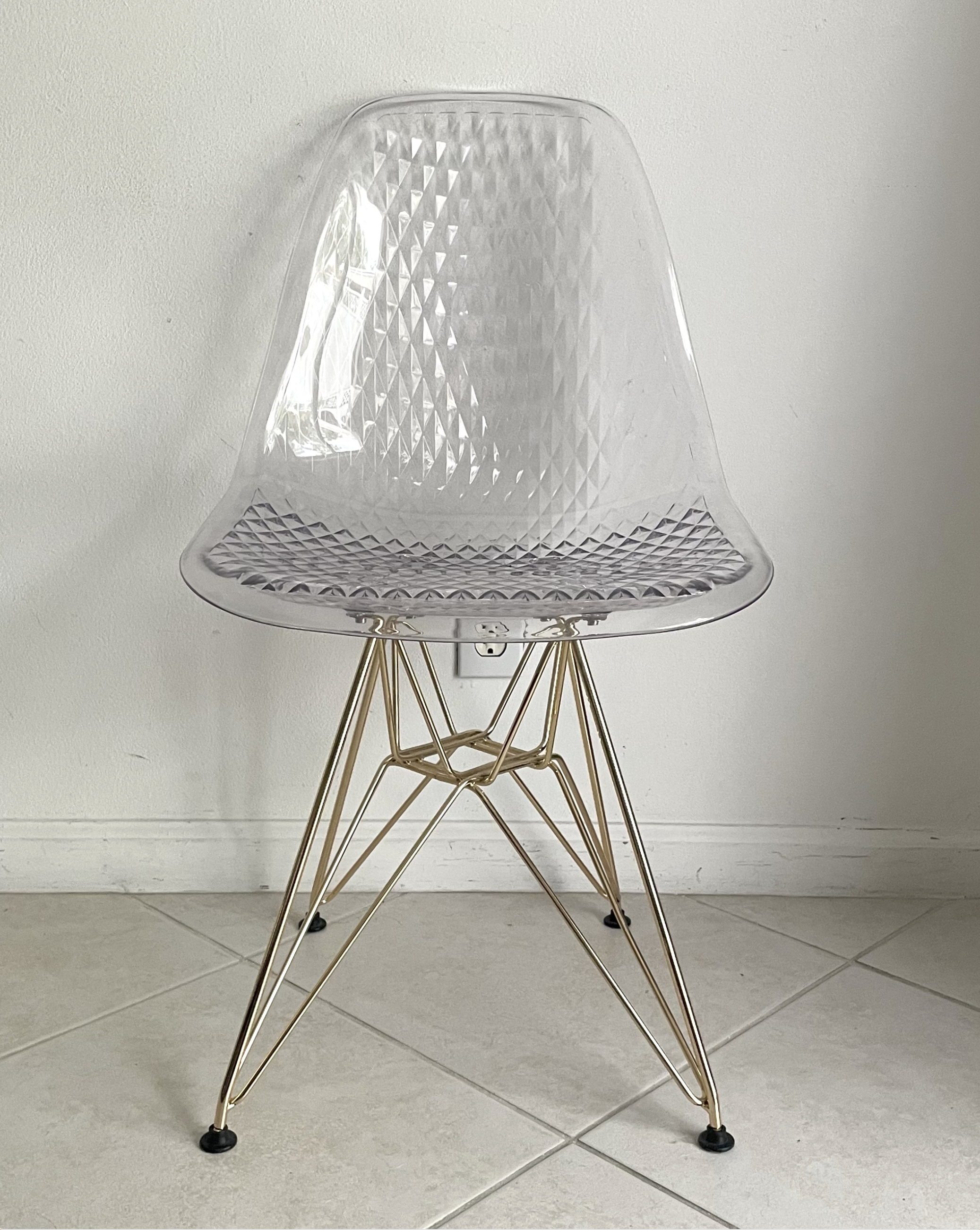 Clear Acrylic Chair with Metal Frame Prop