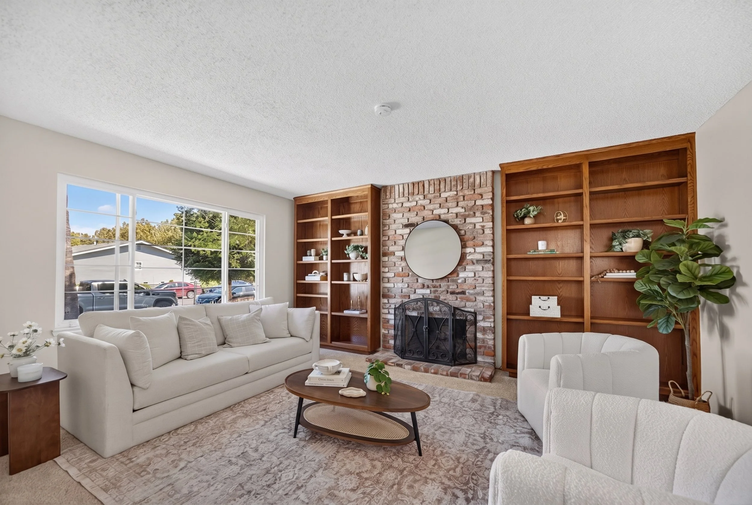 Separate living room with built-in bookshelf at 312 Surber Drive in San Jose