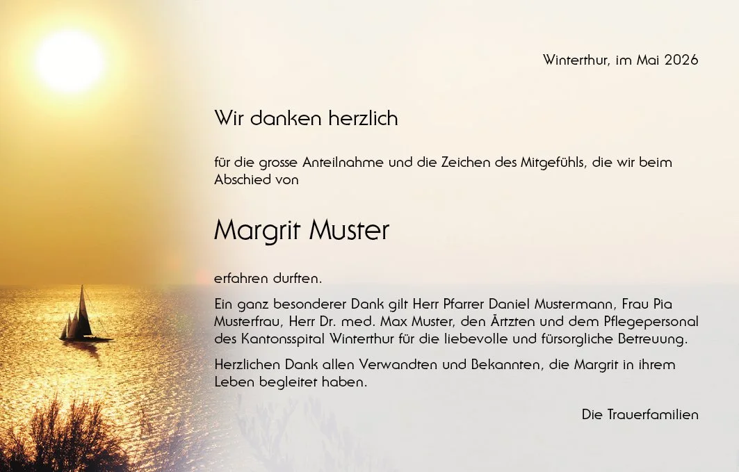 Danksagungskarte mit Sujet Sehnsucht
