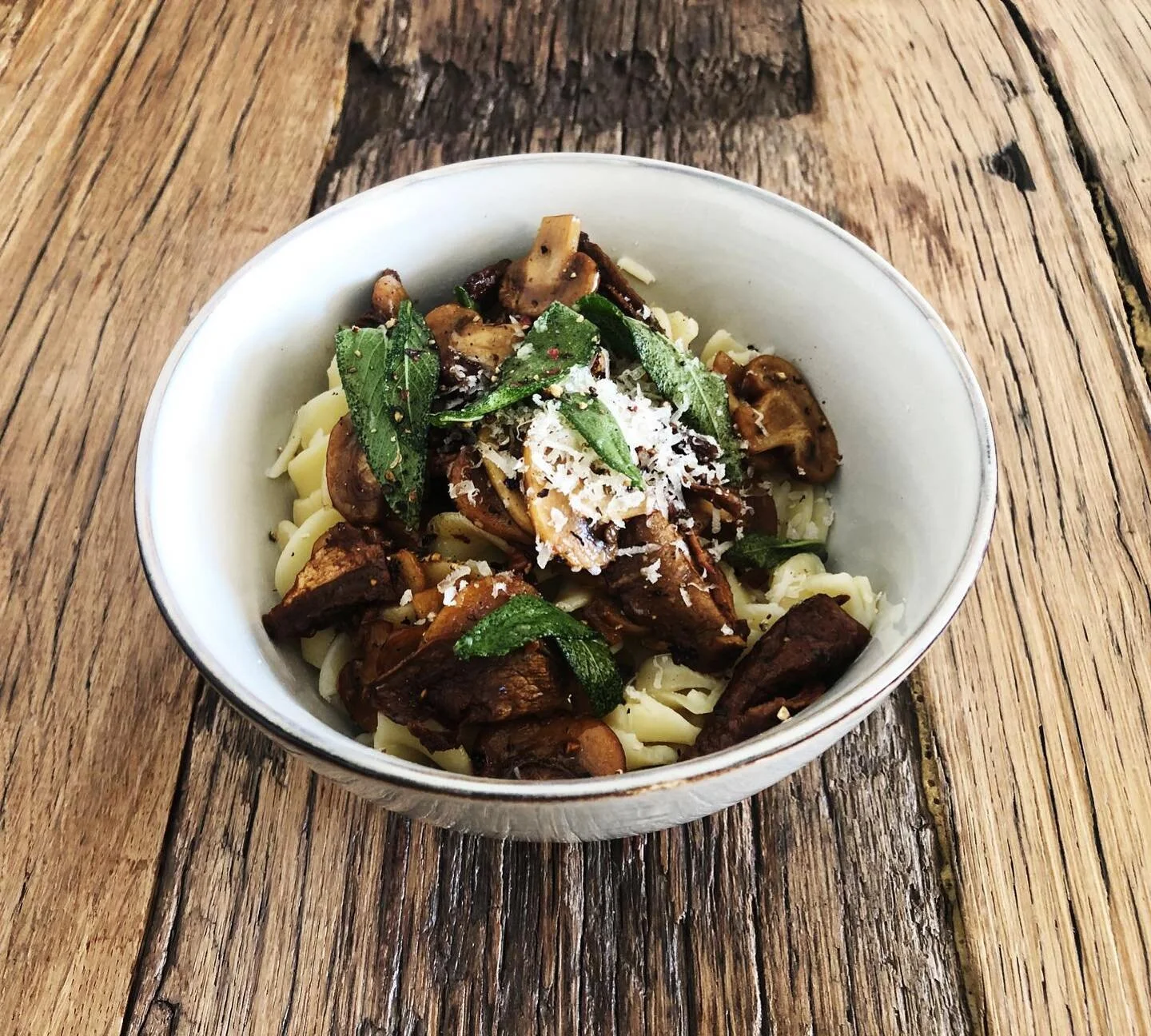 Balsamic and Burnt-Butter Mushroom Fettuccine