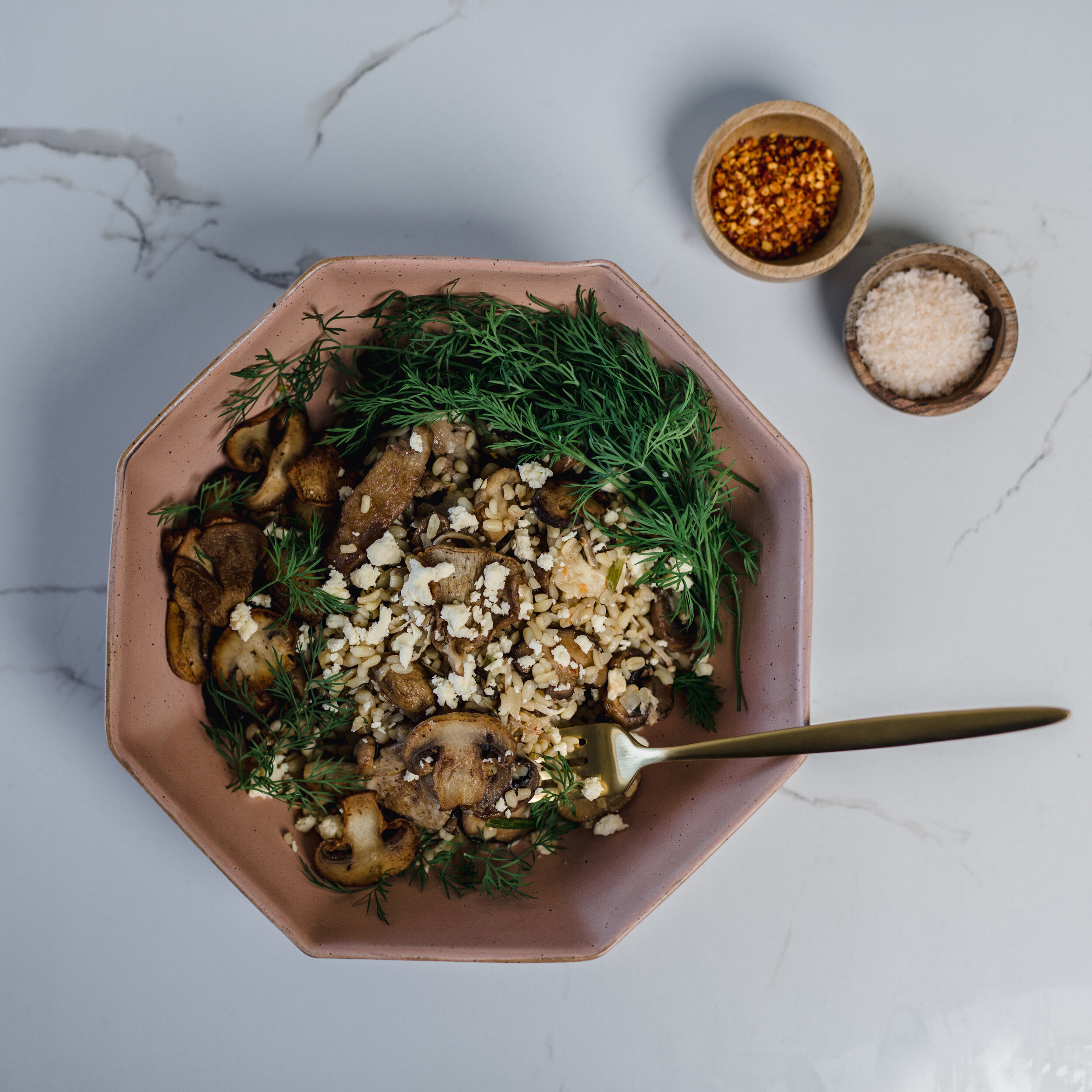 Bulgur with Mushrooms and Feta