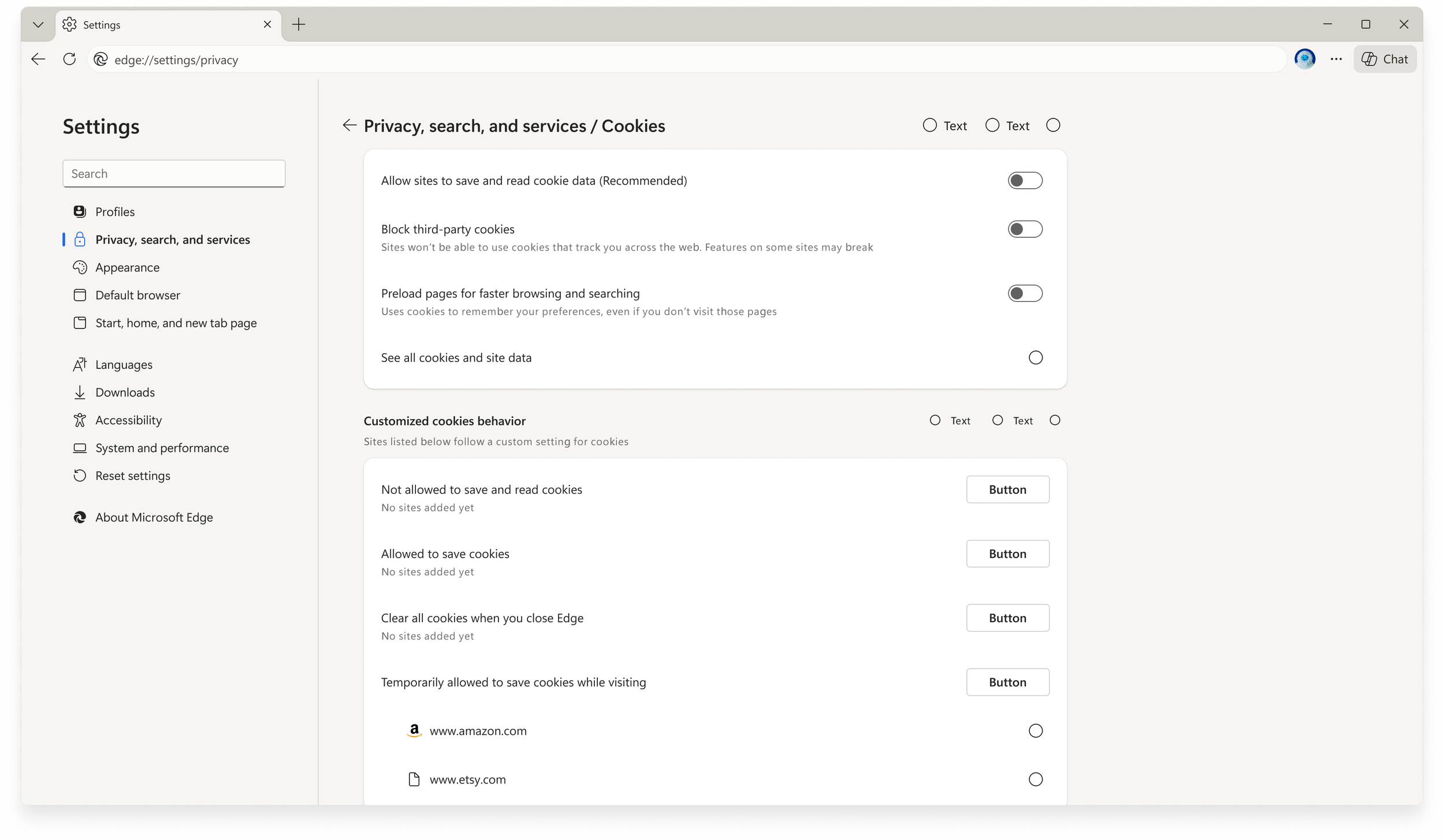 Proposed settings