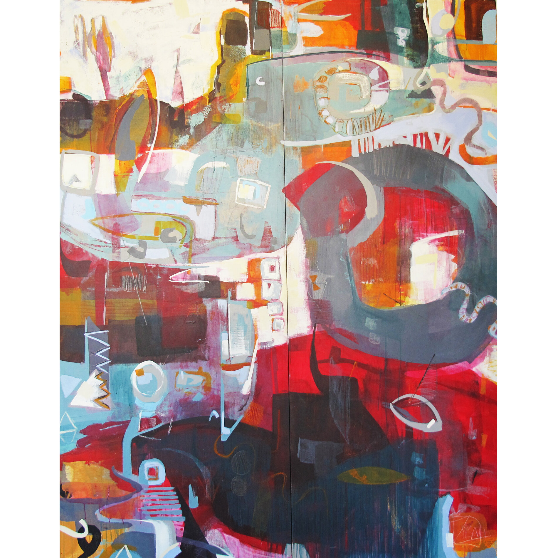 'Bright Side of the Moon', diptych 230cm x 170cm, acrylic, crayon, graphite on panel $5800.jpg