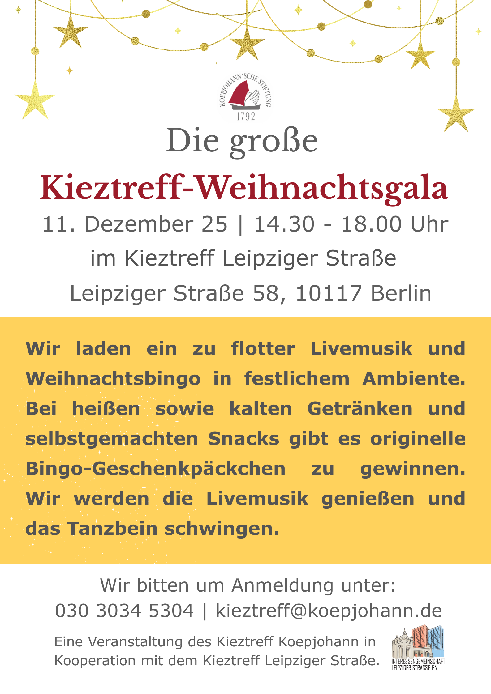 Kieztreff Weihnachtsgala im Kieztreff Leipziger Straße