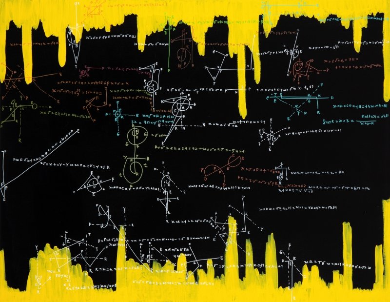 Lightning Math Drawing, Mix Media on Canvas, 116.8×91 cm, 2022