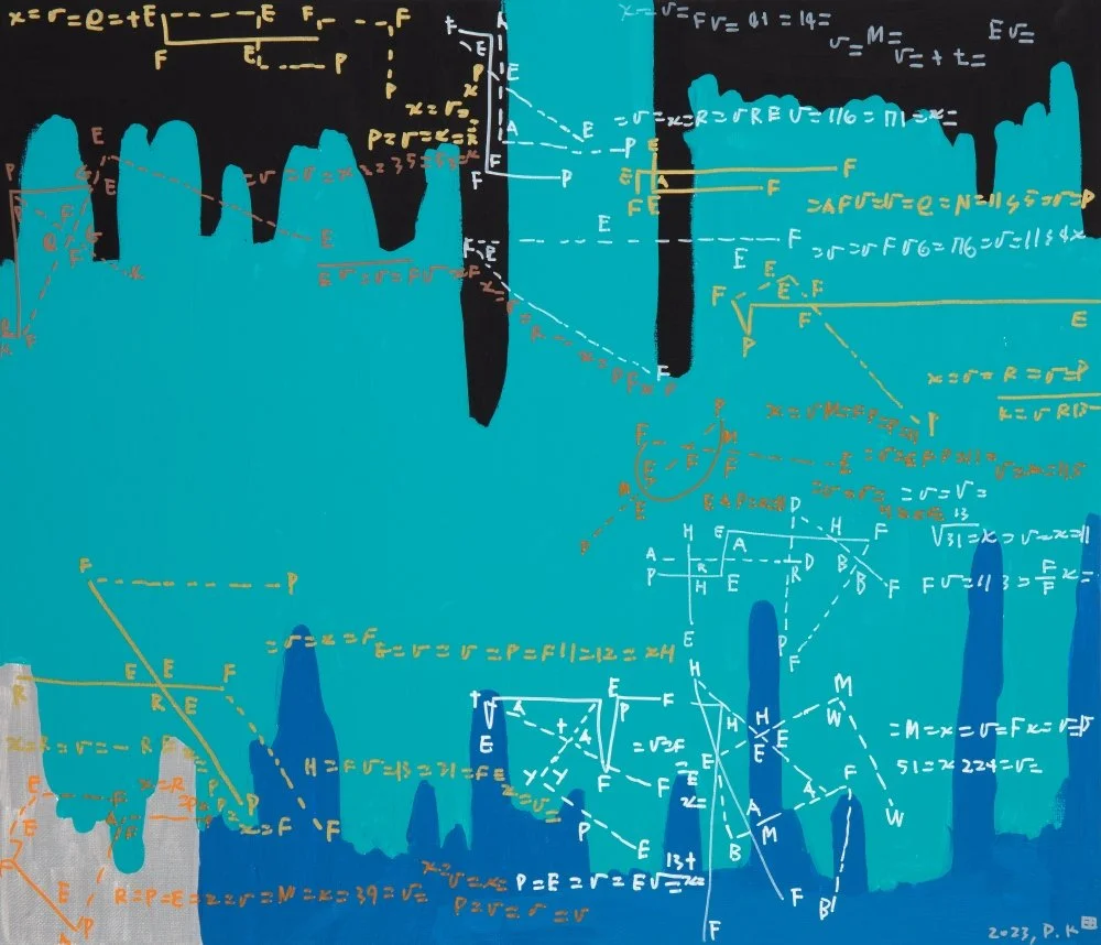 Melpomene Math Drawing, Mix Media on Canvas, 45.5x53 cm, 2023